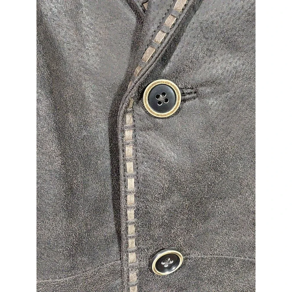 Cripple Creek Men's Genuine Leather Brown 2 Button Lined Jacket Large Western - Picture 4 of 13